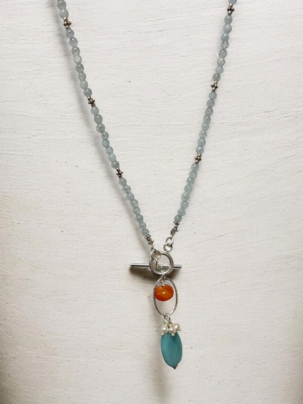 ✨ Artisan Blue and Gemstone Charm Bead Necklace ✨